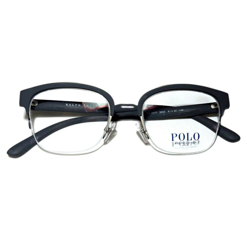 Polo Ralph Lauren PH 2177 5635 Black Half Rim Eyeglass Frames 51-20-145 NWOT